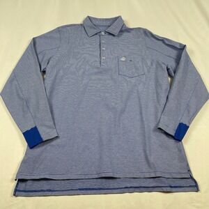 B Draddy Pima Cotton Striped Golf Polo Long Sleeve Blue Mens Size‎ M